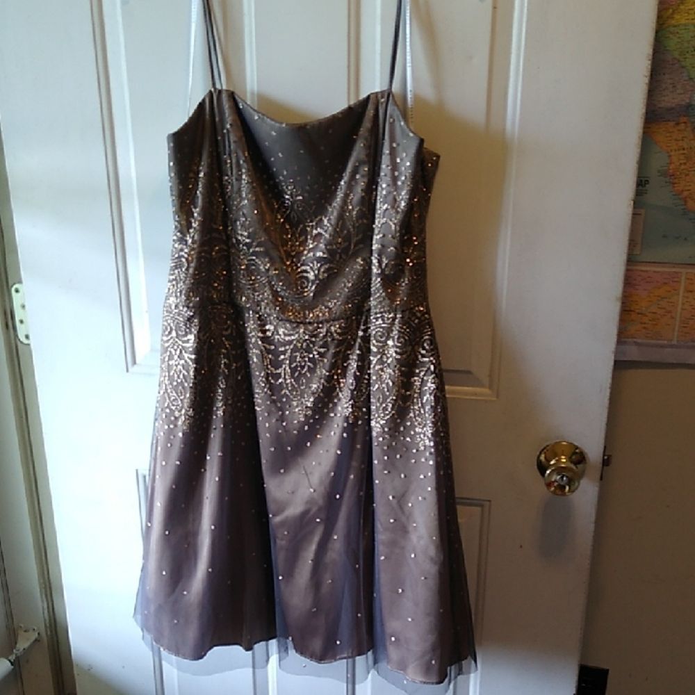 Masquerade Brown/Gold Sequin Embellished Women's 18 Cocktail Dress